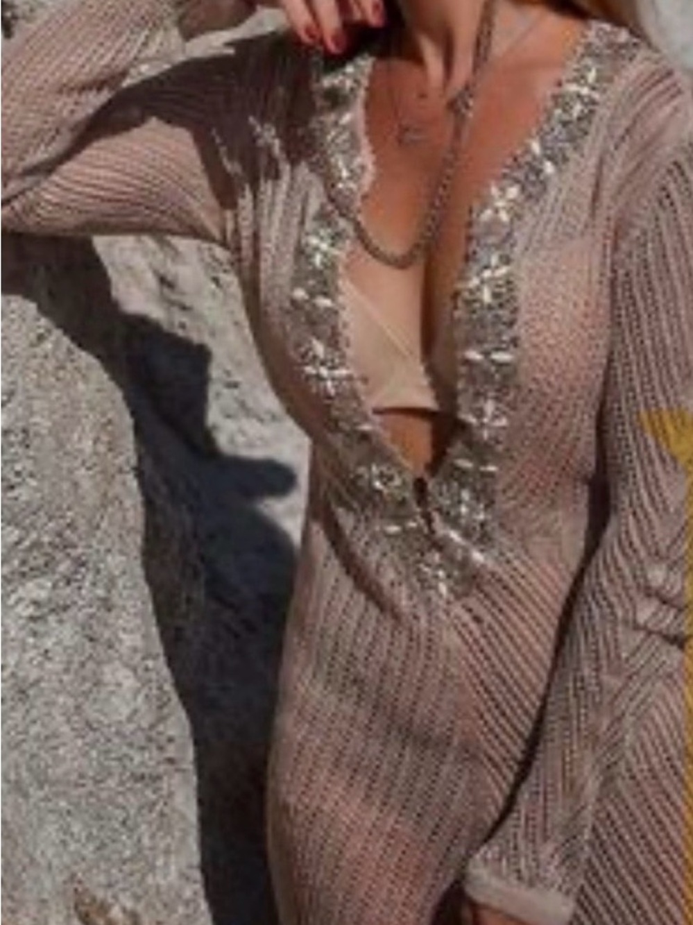 Vintage VS crochet swim beaded coverup